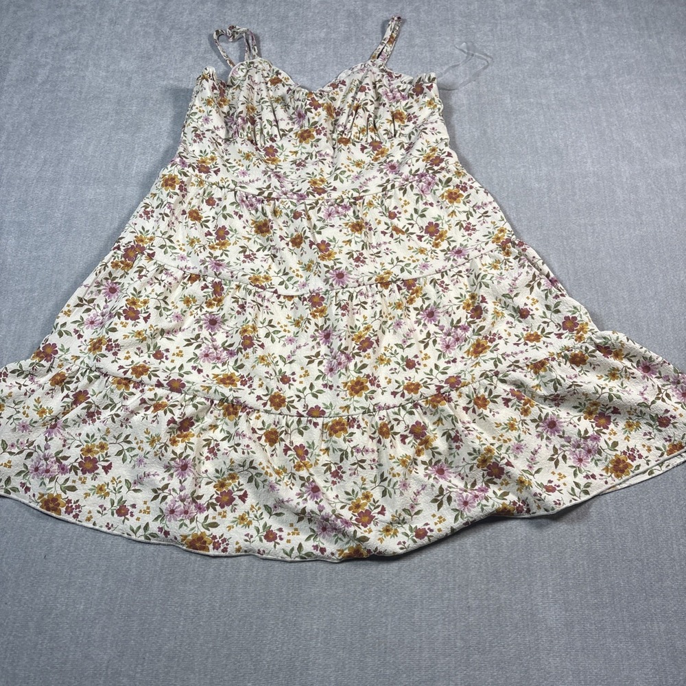 No Boundaries Y2K Floral Mini Dress Juniors M 8-10 90s Vintage Vibe Cream